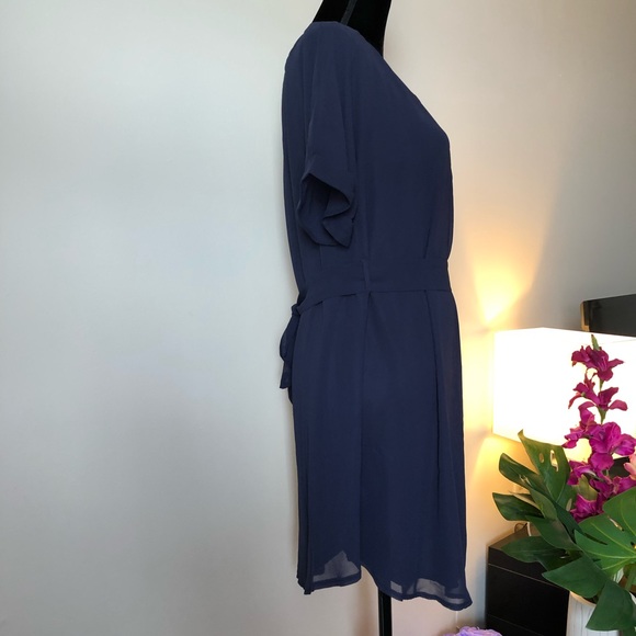 Women's Roll Up Sleeve Loose Chiffon Short Dress - Picture 5 of 8